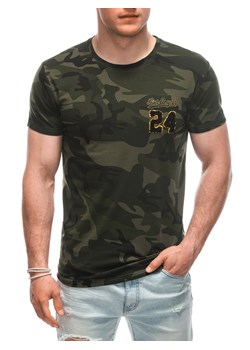 T-shirt męski z nadrukiem 1926S - khaki ze sklepu Edoti w kategorii T-shirty męskie - zdjęcie 172133744