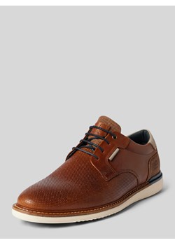 Buty sznurowane skórzane z fakturowanym wzorem model ‘FLIN’ ze sklepu Peek&Cloppenburg  w kategorii Buty eleganckie męskie - zdjęcie 172137312