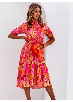 Wzorzysta sukienka midi Nedzada - wzór 3 - wzór 3 ze sklepu pakuten.pl w kategorii Sukienki - zdjęcie 172139041