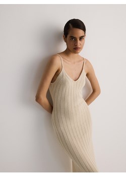 Reserved - Dzianinowa sukienka z lnem - kremowy ze sklepu Reserved w kategorii Sukienki - zdjęcie 172140181