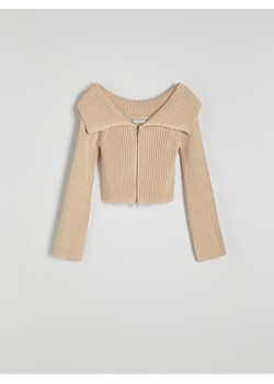 Reserved - Krótki sweter z kołnierzem - beżowy ze sklepu Reserved w kategorii Swetry damskie - zdjęcie 172140251