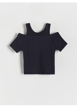 Reserved - Prążkowana bluzka - granatowy ze sklepu Reserved w kategorii Bluzki dziewczęce - zdjęcie 172140330