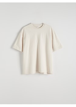 Reserved - Gładki T-shirt oversize - beżowy ze sklepu Reserved w kategorii T-shirty męskie - zdjęcie 172140511