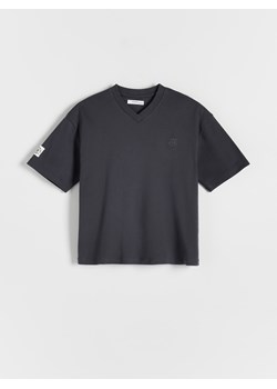 Reserved - T-shirt oversize z naszywką - ciemnoszary ze sklepu Reserved w kategorii T-shirty chłopięce - zdjęcie 172140892