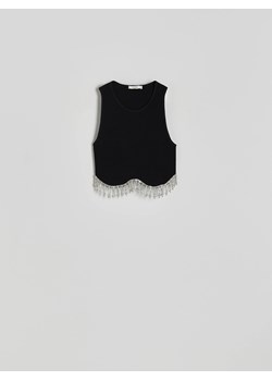 Reserved - Top z ozdobnymi frędzlami - czarny ze sklepu Reserved w kategorii Bluzki damskie - zdjęcie 172141150