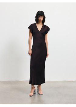 Reserved - Sukienka z wiskozy - ciemnobrązowy ze sklepu Reserved w kategorii Sukienki - zdjęcie 172141242