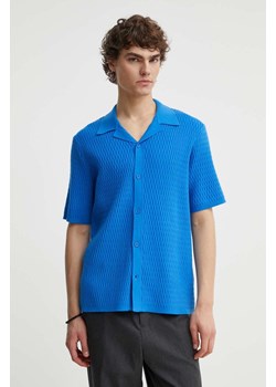 Samsoe Samsoe koszula SAGABIN męska kolor niebieski regular M24100013 ze sklepu ANSWEAR.com w kategorii Koszule męskie - zdjęcie 172143233