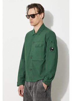 C.P. Company koszula bawełniana Ottoman męska kolor zielony regular z kołnierzykiem klasycznym 16CMSH153A006406O ze sklepu ANSWEAR.com w kategorii Koszule męskie - zdjęcie 172143282