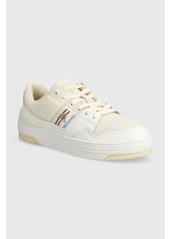 Tommy Hilfiger sneakersy skórzane SUEDE STRIPES BASKET LO kolor beżowy FW0FW07811 ze sklepu ANSWEAR.com w kategorii Buty sportowe damskie - zdjęcie 172143404