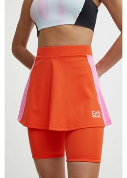 EA7 Emporio Armani spódnica sportowa Tennis Pro kolor pomarańczowy mini rozkloszowana ze sklepu ANSWEAR.com w kategorii Spódnice - zdjęcie 172143733