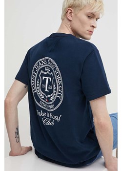 Tommy Jeans t-shirt bawełniany męski kolor granatowy z aplikacją DM0DM18578 ze sklepu ANSWEAR.com w kategorii T-shirty męskie - zdjęcie 172144064