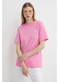 Converse t-shirt bawełniany kolor różowy gładki ze sklepu ANSWEAR.com w kategorii Bluzki damskie - zdjęcie 172144281