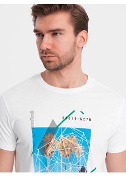 T-shirt męski bawełniany z nadrukiem California - biały V1 OM-TSPT-0128 ze sklepu ombre w kategorii T-shirty męskie - zdjęcie 172145124