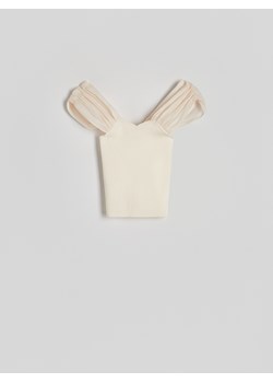 Reserved - Bluzka z ozdobnymi ramiączkami - kremowy ze sklepu Reserved w kategorii Bluzki damskie - zdjęcie 172145954
