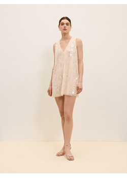 Reserved - Cekinowa sukienka mini - beżowy ze sklepu Reserved w kategorii Sukienki - zdjęcie 172146243