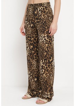 Beżowe Szerokie Spodnie z Wysokim Stanem Zapinane na Suwak Erissina ze sklepu Born2be Odzież w kategorii Spodnie damskie - zdjęcie 172146633