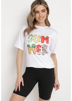 Czarno-Biały  Komplet  z T-shirtem i Szortami Typu Kolarki Tiimavee ze sklepu Born2be Odzież w kategorii Komplety i garnitury damskie - zdjęcie 172147232