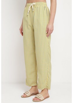 Żółte Spodnie w Geometryczny Print z Wysokim Stanem Lolla ze sklepu Born2be Odzież w kategorii Spodnie damskie - zdjęcie 172147491
