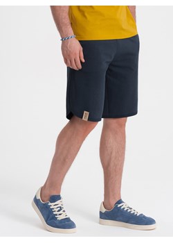 Męskie szorty dresowe z zaokrągloną nogawką - granatowe V7 OM-SRSK-0105 ze sklepu ombre w kategorii Spodenki męskie - zdjęcie 172152181