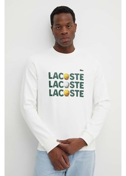 Lacoste bluza bawełniana męska kolor beżowy z nadrukiem ze sklepu ANSWEAR.com w kategorii Bluzy męskie - zdjęcie 172152651