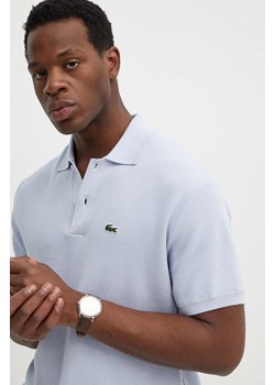 Lacoste polo bawełniane kolor niebieski z aplikacją ze sklepu ANSWEAR.com w kategorii T-shirty męskie - zdjęcie 172152842