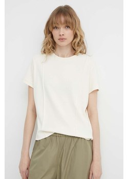 G-Star Raw t-shirt bawełniany damski kolor beżowy ze sklepu ANSWEAR.com w kategorii Bluzki damskie - zdjęcie 172152924