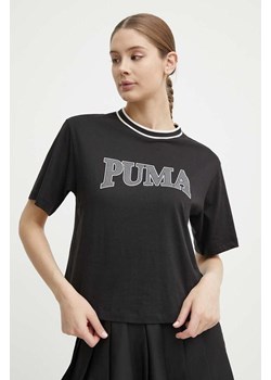 Puma t-shirt bawełniany  SQUAD damski kolor czarny 677903 ze sklepu ANSWEAR.com w kategorii Bluzki damskie - zdjęcie 172152934