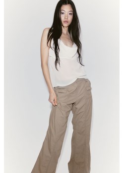 H & M - Płócienne spodnie cargo - Beżowy ze sklepu H&M w kategorii Spodnie damskie - zdjęcie 172155754