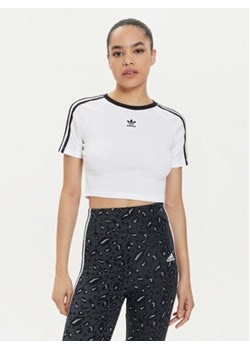 adidas T-Shirt 3-Stripes Baby IP0662 Biały Slim Fit ze sklepu MODIVO w kategorii Bluzki damskie - zdjęcie 172157052