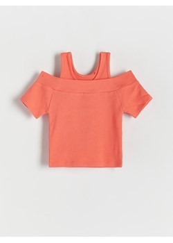 Reserved - Prążkowana bluzka - koralowy ze sklepu Reserved w kategorii Bluzki dziewczęce - zdjęcie 172161390