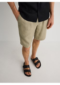 Reserved - Lniane szorty jogger - jasnozielony ze sklepu Reserved w kategorii Spodenki męskie - zdjęcie 172161524
