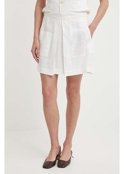 Polo Ralph Lauren spódnica lniana kolor biały mini rozkloszowana 211935410 ze sklepu ANSWEAR.com w kategorii Spódnice - zdjęcie 172162774