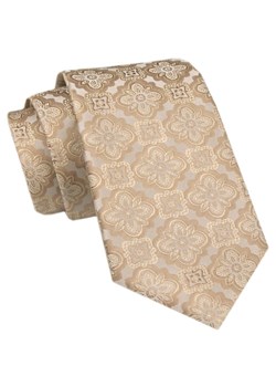 Modny Krawat Męski - Alties - Złoty w Geometryczny Wzór KRALTS1069 ze sklepu JegoSzafa.pl w kategorii Krawaty - zdjęcie 172162981