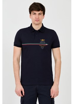 AERONAUTICA MILITARE Granatowe polo Frecce Tricolori Embroidered, Wybierz rozmiar XXL ze sklepu outfit.pl w kategorii T-shirty męskie - zdjęcie 172163733