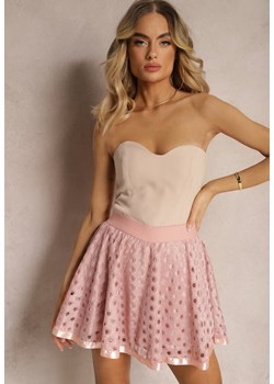 Różowa Rozkloszowana Spódnica z Ażurowym Motywem i Wysokim Stanem Vivacea ze sklepu Renee odzież w kategorii Spódnice - zdjęcie 172164061