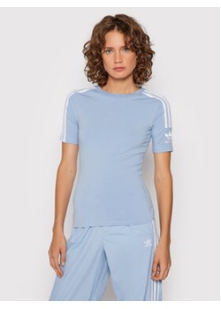adidas T-Shirt H33545 Błękitny Tight Fit ze sklepu MODIVO w kategorii Bluzki damskie - zdjęcie 172166190