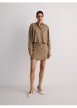 Reserved - Spódnica mini z marszczeniami - brązowy ze sklepu Reserved w kategorii Spódnice - zdjęcie 172167754