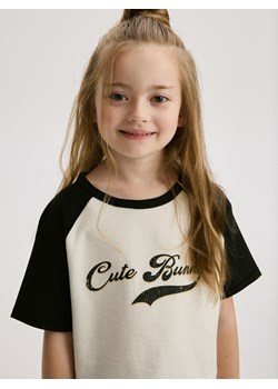 Reserved - T-shirt z nadrukiem - czarny ze sklepu Reserved w kategorii Bluzki dziewczęce - zdjęcie 172167764