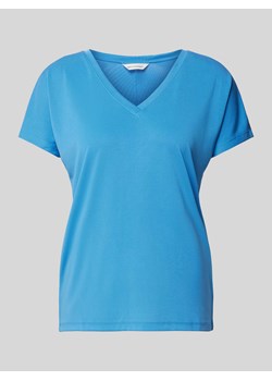 T-shirt z prążkowanym dekoltem w serek ze sklepu Peek&Cloppenburg  w kategorii Bluzki damskie - zdjęcie 172171370