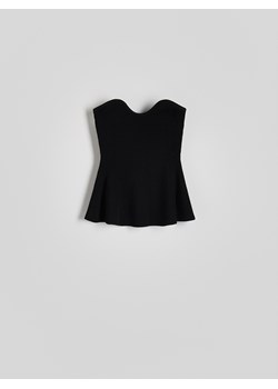 Reserved - Prążkowany top z odkrytymi ramionami - czarny ze sklepu Reserved w kategorii Bluzki damskie - zdjęcie 172173792