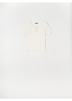 Sinsay - Koszulka bawełniana - kremowy ze sklepu Sinsay w kategorii Bluzki damskie - zdjęcie 172174133