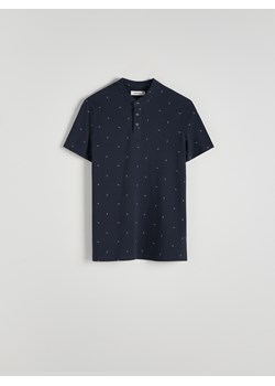 Reserved - Koszulka polo slim z niską stójką - granatowy ze sklepu Reserved w kategorii T-shirty męskie - zdjęcie 172176482