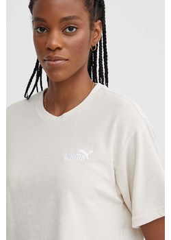 Puma t-shirt damski kolor beżowy 677947 ze sklepu ANSWEAR.com w kategorii Bluzki damskie - zdjęcie 172180483