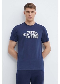 The North Face t-shirt bawełniany męski kolor granatowy z nadrukiem NF0A87NX8K21 ze sklepu ANSWEAR.com w kategorii T-shirty męskie - zdjęcie 172180700