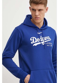 Nike bluza Los Angeles Dodgers męska kolor fioletowy z kapturem z nadrukiem ze sklepu ANSWEAR.com w kategorii Bluzy męskie - zdjęcie 172181474