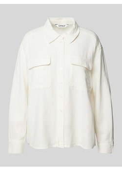 Bluzka lniana o kroju oversized z kieszeniami z patką na piersi model ‘CARO’ ze sklepu Peek&Cloppenburg  w kategorii Koszule damskie - zdjęcie 172182430