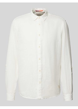 Koszula lniana o kroju regular fit z wyhaftowanym logo ze sklepu Peek&Cloppenburg  w kategorii Koszule męskie - zdjęcie 172183152