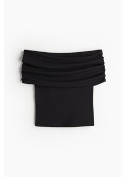 H & M - Prążkowany top z odkrytymi ramionami - Czarny ze sklepu H&M w kategorii Bluzki damskie - zdjęcie 172183441