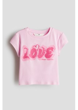 H & M - T-shirt w prążki - Różowy ze sklepu H&M w kategorii Bluzki dziewczęce - zdjęcie 172183510