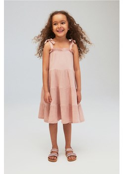 H & M - Falbaniasta sukienka z bawełnianego muślinu - Różowy ze sklepu H&M w kategorii Sukienki dziewczęce - zdjęcie 172183540